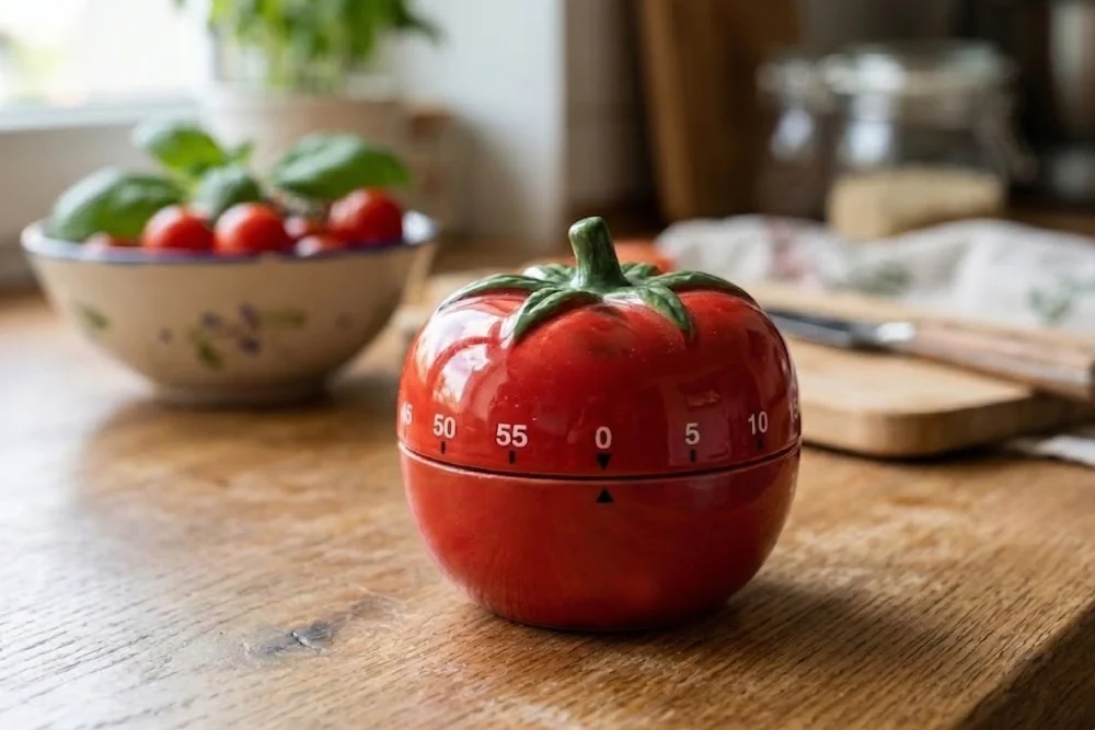 Technika pomodoro. Minutnik w kształcie pomidora